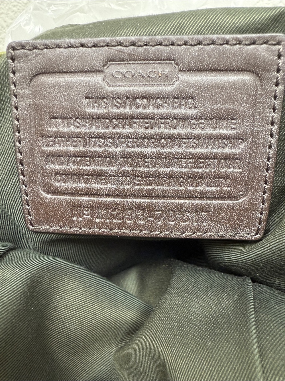 Coach Thompson Green Pebbled Leather Crossbody Sling with Brown Strap - Picture 10 of 13